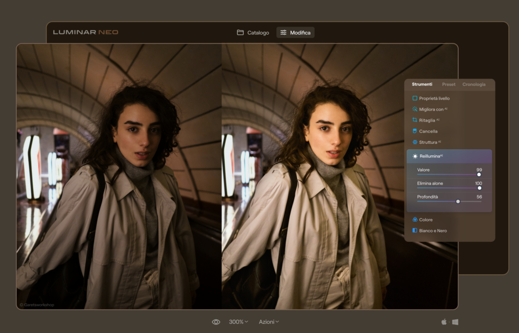 Luminar Neo Relight AI tool example