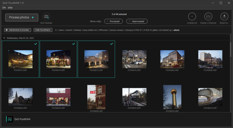 DxO PureRaw interfaccia software per riduzione rumore e sviluppo RAW